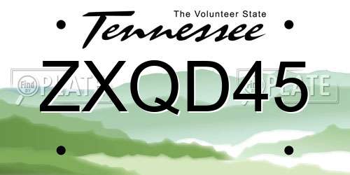 ZXQD45 Tennessee License Plate