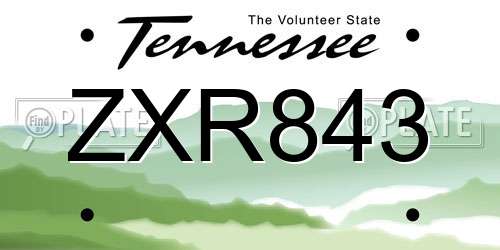 ZXR843 Tennessee License Plate