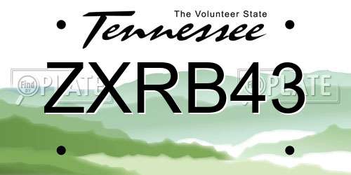 ZXRB43 Tennessee License Plate
