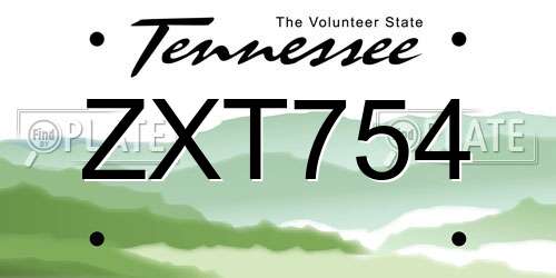 ZXT754 Tennessee License Plate