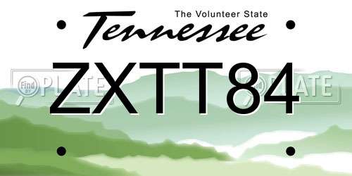 ZXTT84 Tennessee License Plate
