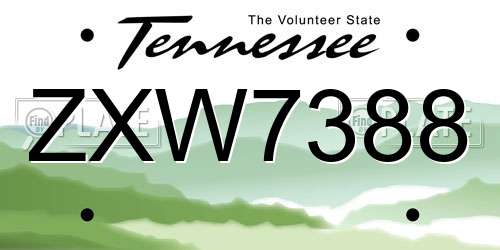 ZXW7388 Tennessee License Plate