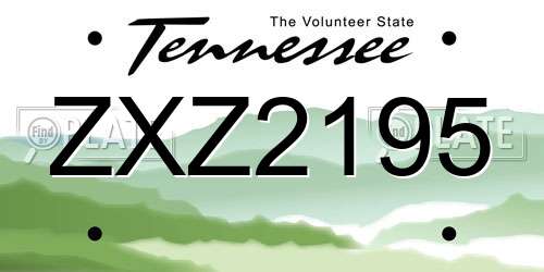 ZXZ2195 Tennessee License Plate