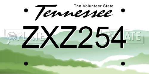 ZXZ254 Tennessee License Plate
