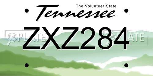 ZXZ284 Tennessee License Plate