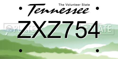 ZXZ754 Tennessee License Plate