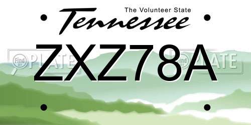 ZXZ78A Tennessee License Plate