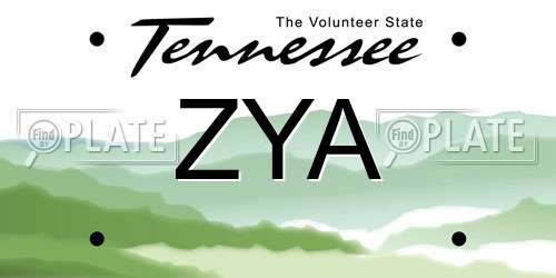 ZYA Tennessee License Plate