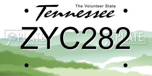 ZYC282 Tennessee License Plate