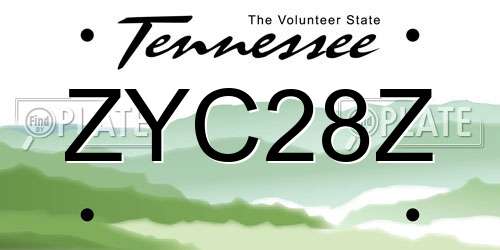 ZYC28Z Tennessee License Plate
