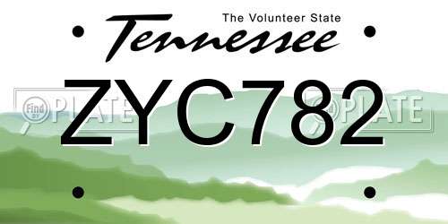 ZYC782 Tennessee License Plate
