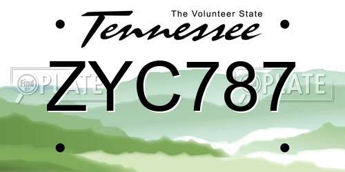ZYC787 Tennessee License Plate