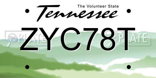 ZYC78T Tennessee License Plate