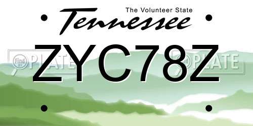 ZYC78Z Tennessee License Plate