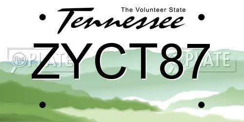ZYCT87 Tennessee License Plate