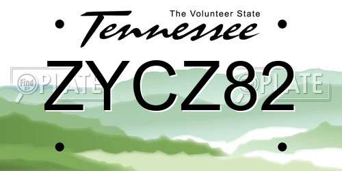 ZYCZ82 Tennessee License Plate
