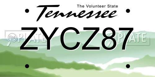 ZYCZ87 Tennessee License Plate