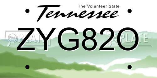 ZYG82O Tennessee License Plate