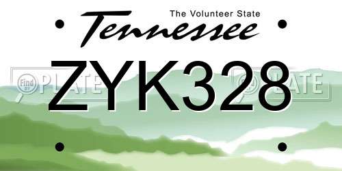 ZYK328 Tennessee License Plate