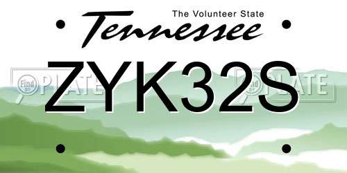 ZYK32S Tennessee License Plate