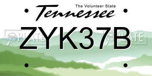 ZYK37B Tennessee License Plate