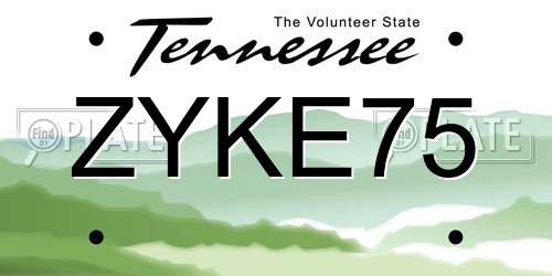 ZYKE75 Tennessee License Plate