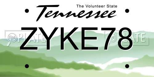 ZYKE78 Tennessee License Plate