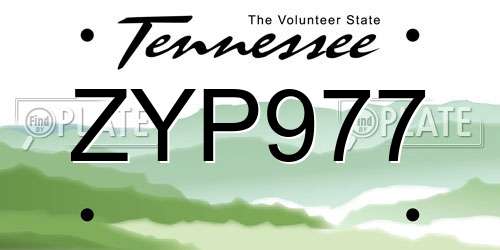 ZYP977 Tennessee License Plate