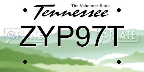 ZYP97T Tennessee License Plate