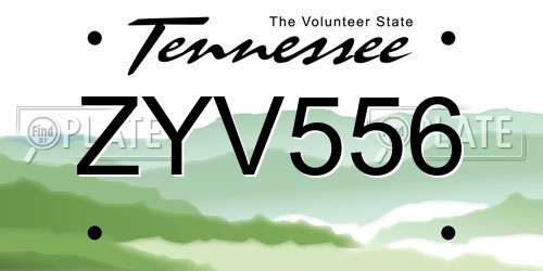 ZYV556 Tennessee License Plate