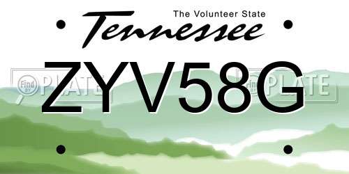 ZYV58G Tennessee License Plate