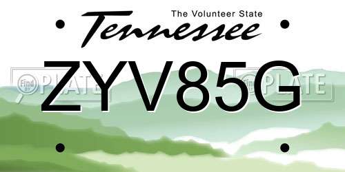 ZYV85G Tennessee License Plate
