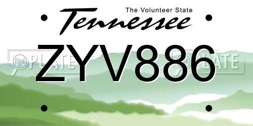 ZYV886 Tennessee License Plate