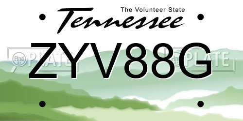 ZYV88G Tennessee License Plate