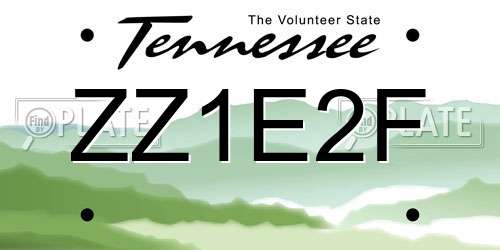 ZZ1E2F Tennessee License Plate