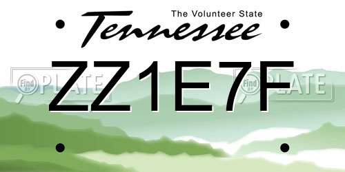ZZ1E7F Tennessee License Plate