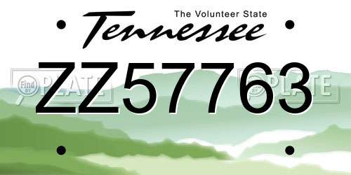 ZZ57763 Tennessee License Plate