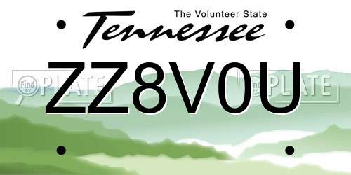 ZZ8V0U Tennessee License Plate