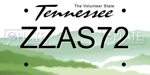 ZZAS72 Tennessee License Plate