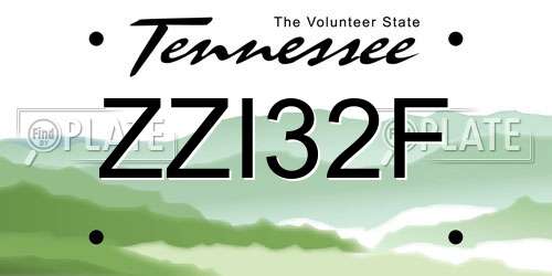 ZZI32F Tennessee License Plate