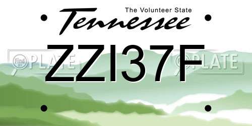 ZZI37F Tennessee License Plate