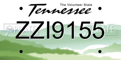 ZZI9155 Tennessee License Plate