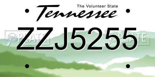 ZZJ5255 Tennessee License Plate
