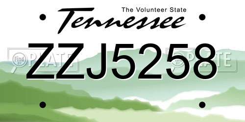 ZZJ5258 Tennessee License Plate