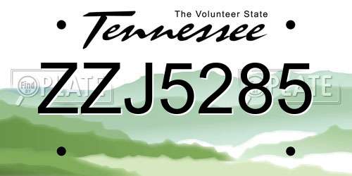 ZZJ5285 Tennessee License Plate