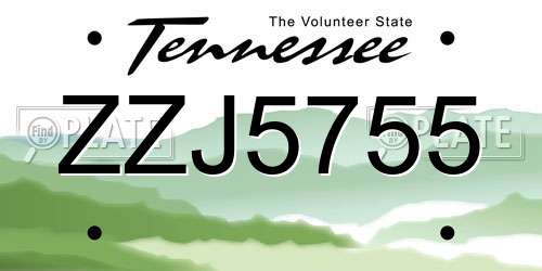 ZZJ5755 Tennessee License Plate