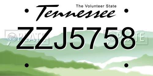 ZZJ5758 Tennessee License Plate