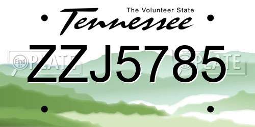 ZZJ5785 Tennessee License Plate