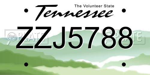 ZZJ5788 Tennessee License Plate