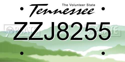 ZZJ8255 Tennessee License Plate